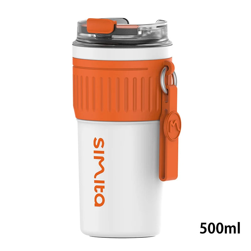 FEIJIAN Stainless Steel Coffee Cup Thermos Portable Orange 330-500ml