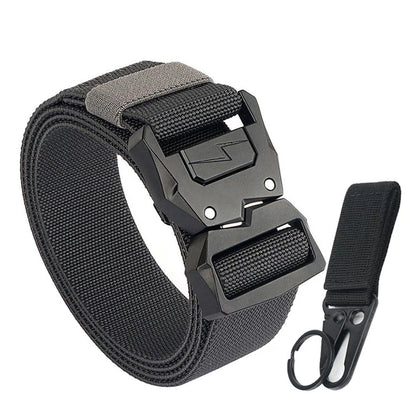 VATLTY 110cm-140cm Men's Elastic Belt Quick Release Alloy Buckle Dark gray set