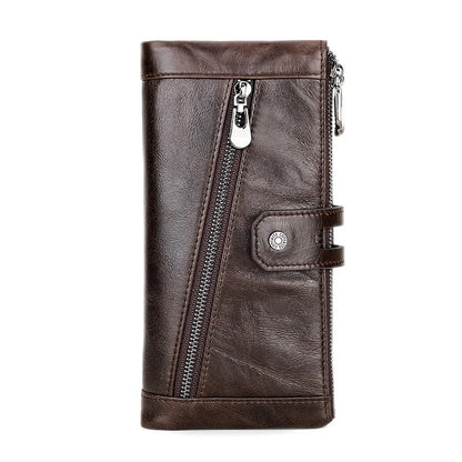 Contact's Women's Fashion Genuine Leather Wallet Card Holder Long Phone Pocket Ccoffee