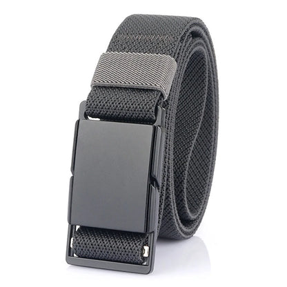 VATLTY 3.4cm Elastic Casual Belt for Men Metal Magnetic Buckle Gray 125cm