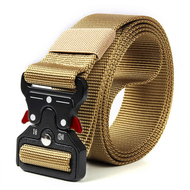Men's Tactical Multi Function High Quality Marine Corps Canvas Belt Red Khaki 125cm