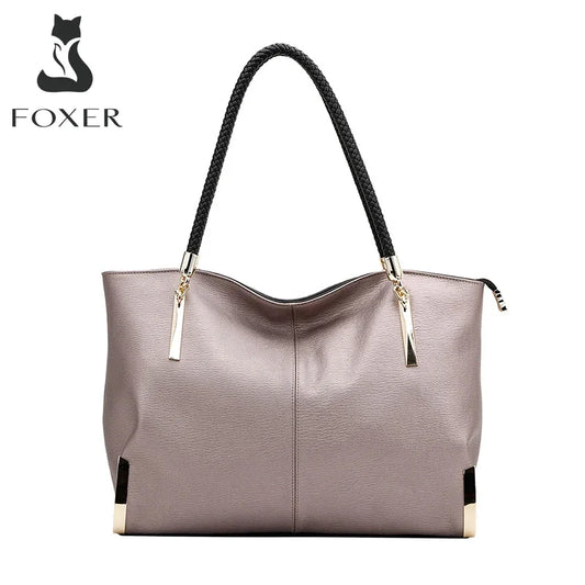 FOXER Brand Stylish Women Cowhide Leather Handbag