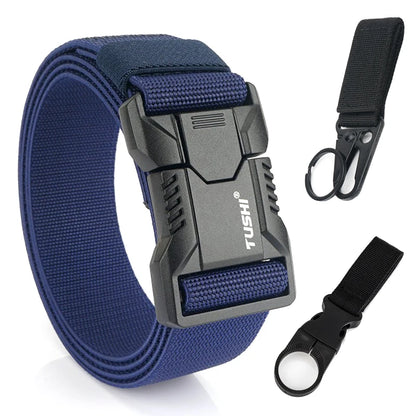 VATLTY New Tactical Outdoor Belt for Men and Women Aluminum Alloy Buckle Navy blue set A 125cm