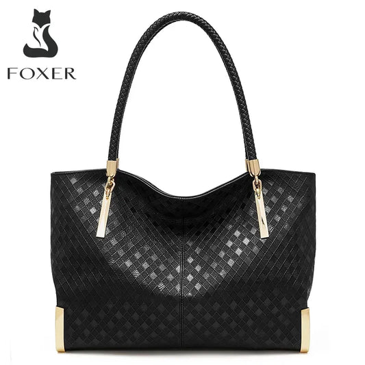 FOXER Brand Genuine Leather Handbag Women Original Cowhide