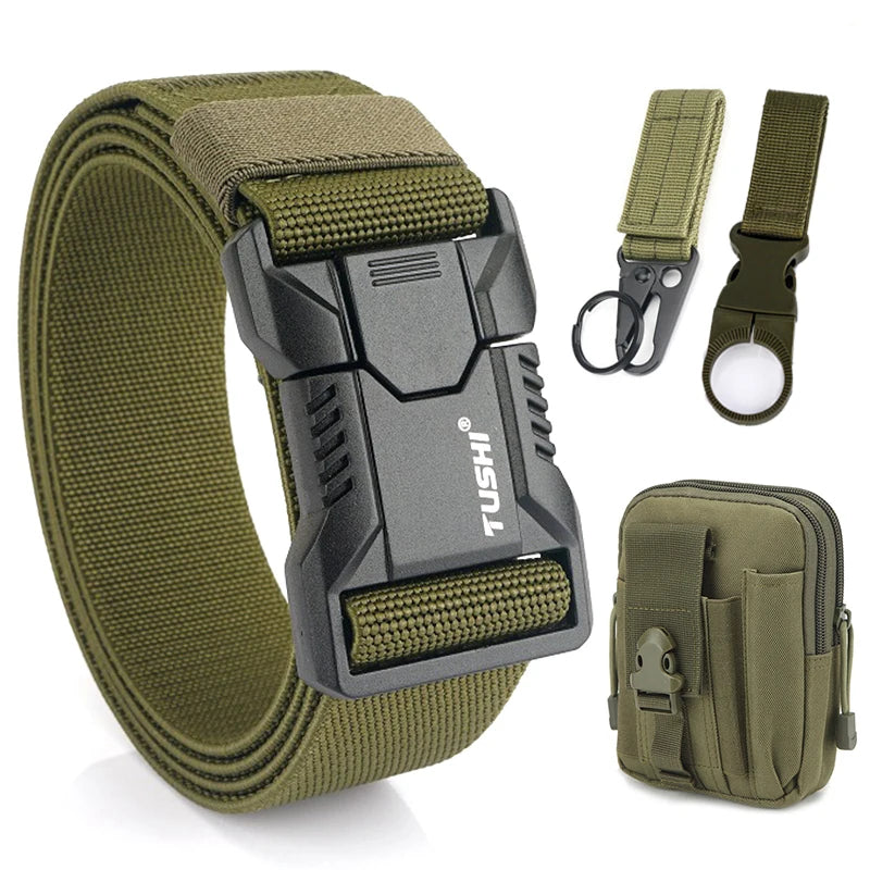 VATLTY New Tactical Outdoor Belt for Men and Women Aluminum Alloy Buckle ArmyGreen set C 125cm