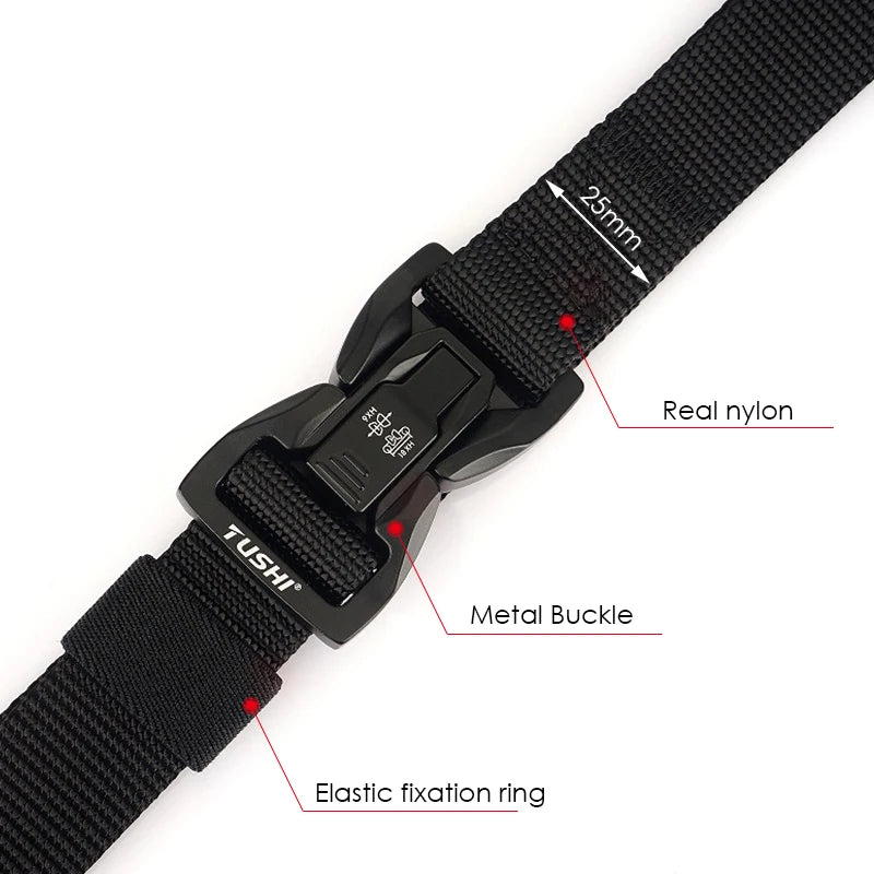 VATLTY 2.5cm Thin Tactical Belt Soft Real Nylon QR Metal Buckle