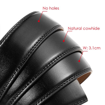 VATLTY Leather Cowhide Belt for Men Alloy Automatic Buckle