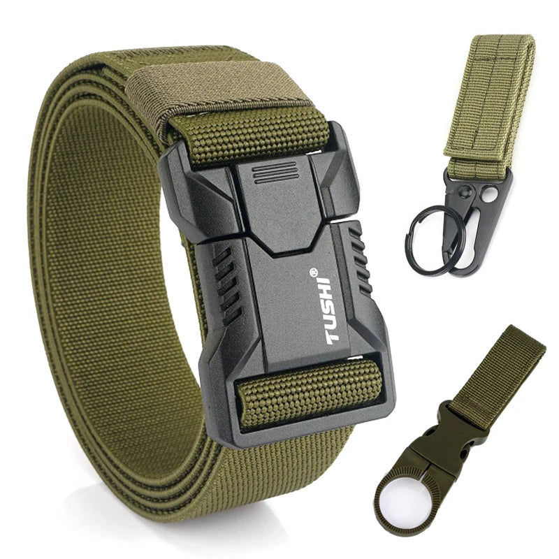 VATLTY New Tactical Outdoor Belt for Men and Women Aluminum Alloy Buckle ArmyGreen set A 125cm