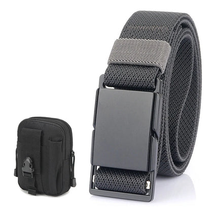 VATLTY 3.4cm Elastic Casual Belt for Men Metal Magnetic Buckle Gray B 125cm