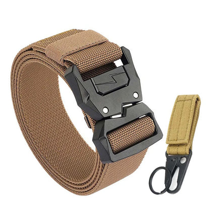 VATLTY 110cm-140cm Men's Elastic Belt Quick Release Alloy Buckle Khaki set