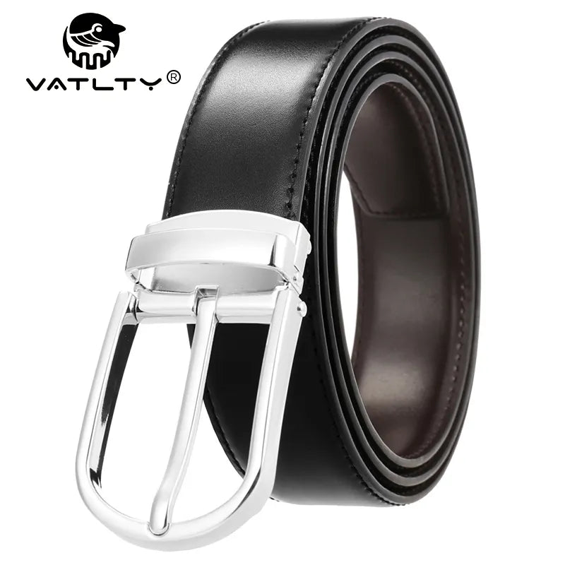 VATLTY New Men's Reversible Brown Genuine Leather Trousers Belt