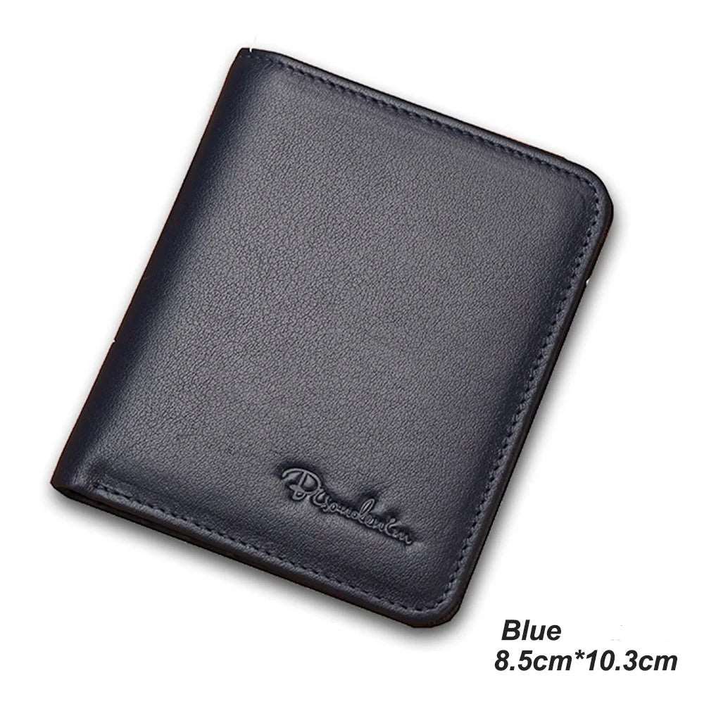 BISON DENIM 100% Genuine Leather Classic Men Wallet Dark Blue