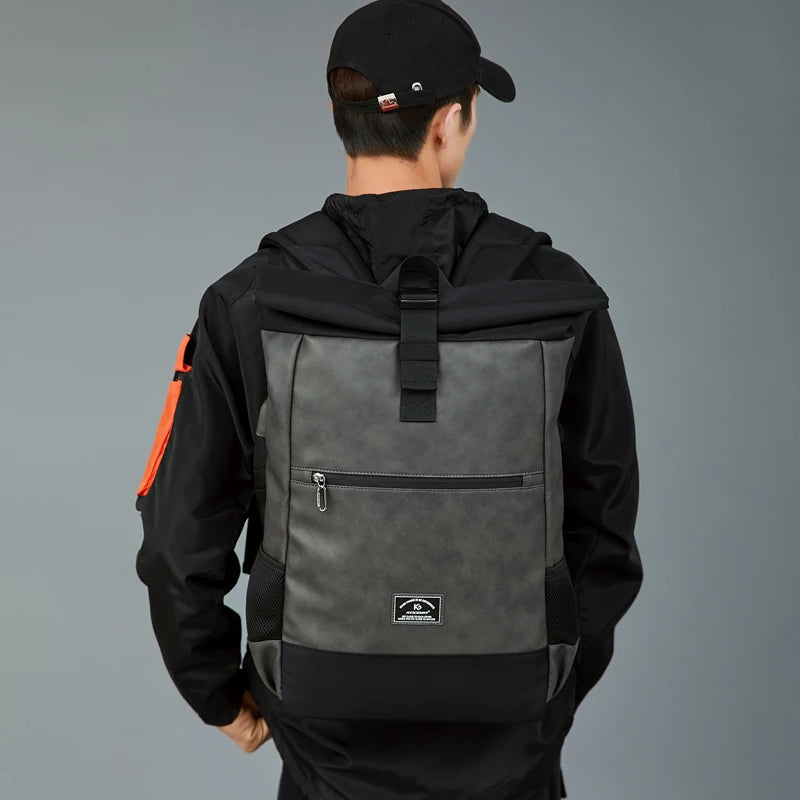 Waterproof usb Computer Backpack PU Leather