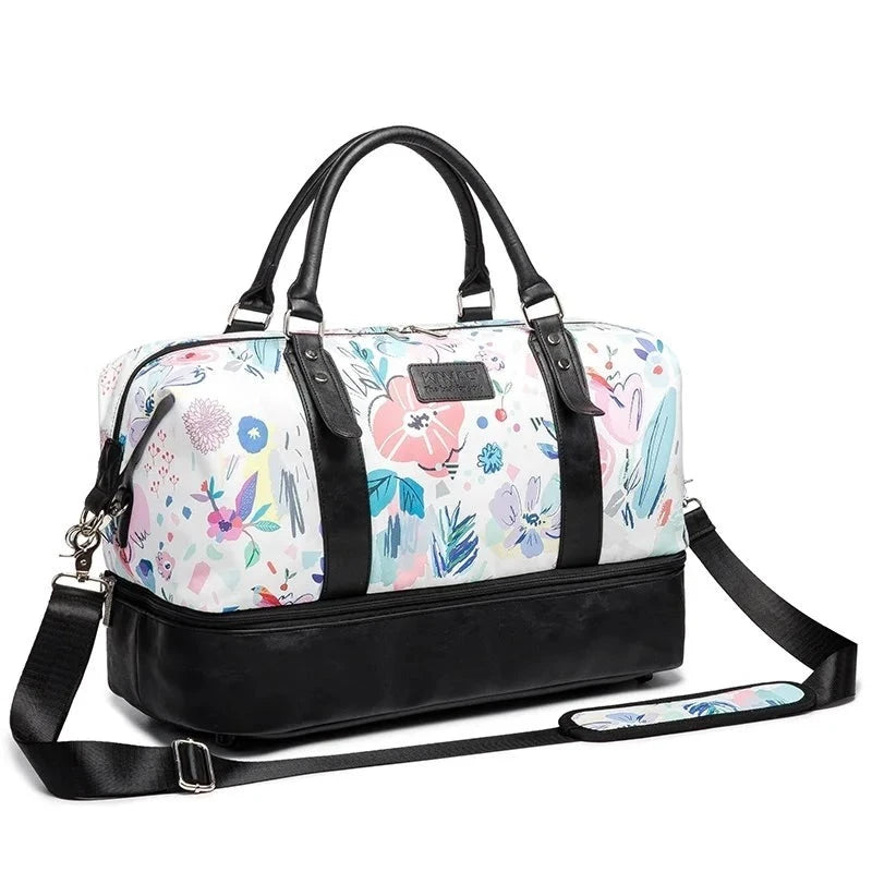 Kinmac Weekender Sports Fitness Yoga Swimming Travel Bag Flower Arrangement 46 x 35 x 22 cm