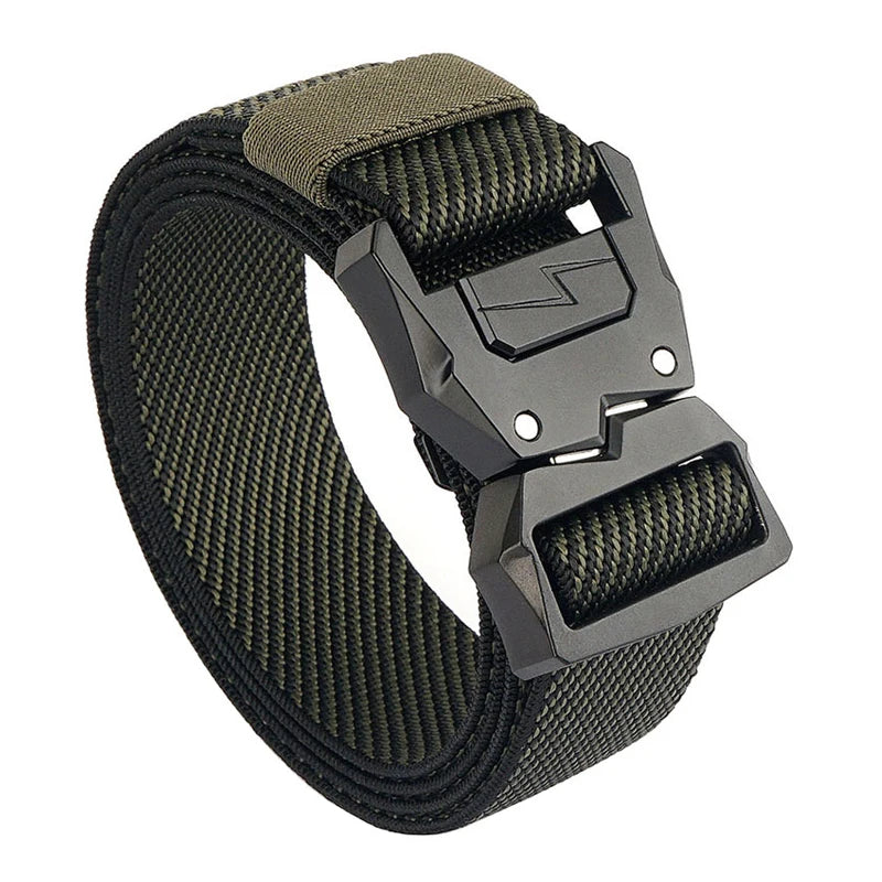 VATLTY 110cm-140cm Men's Elastic Belt Quick Release Alloy Buckle Twill green