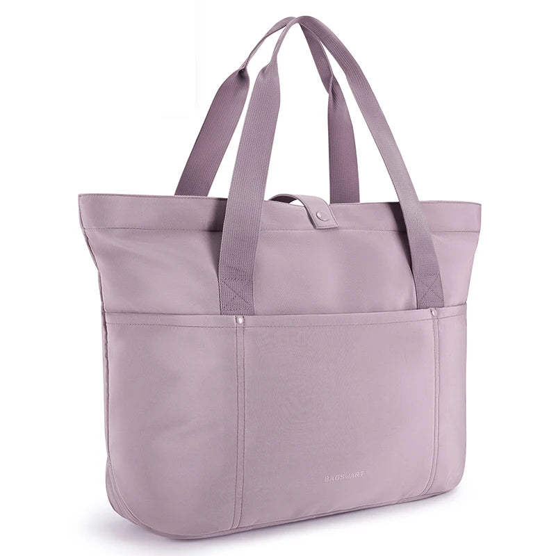 BAGSMART Tote Bag 20L Waterproof Folding Travel Bag With Zipper Lavender