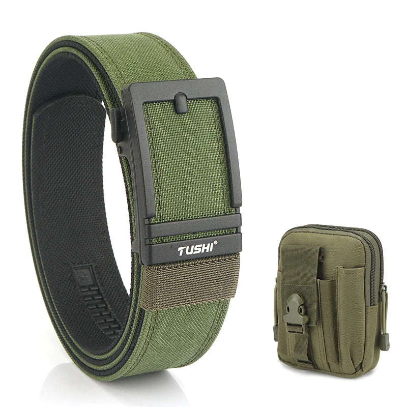 VATLTY New Men's Military Tactical Outdoor Casual Belt Automatic ArmyGreen set B 120cm