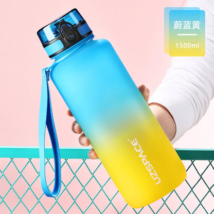 UZSPACE 350ML Water bottle Tritan BPA Free blue and yellow 1.5L