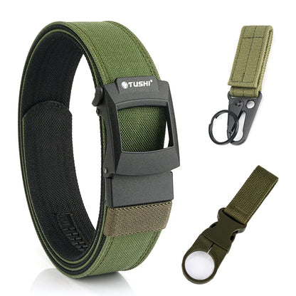 VATLTY Work Tool Belt for Men Tight Nylon Metal Automatic Buckle ArmyGreen set A 120cm