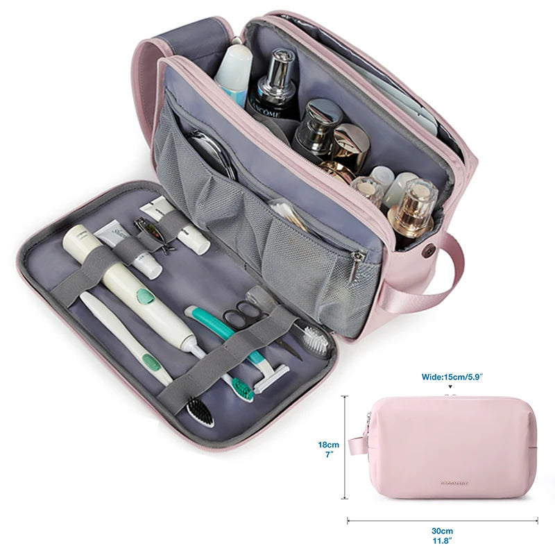 Women's Cosmetic Bag BAGSMART Waterproof Dopp Kit for Travel Pink L