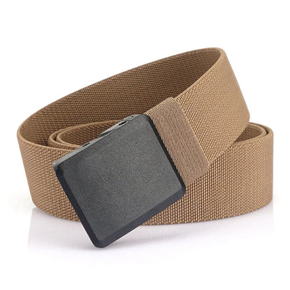 Metal Free Men's Elastic Belt Quick Release Nylon Buckle Khaki