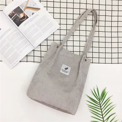 Corduroy Bag for Women Shopper GRAY