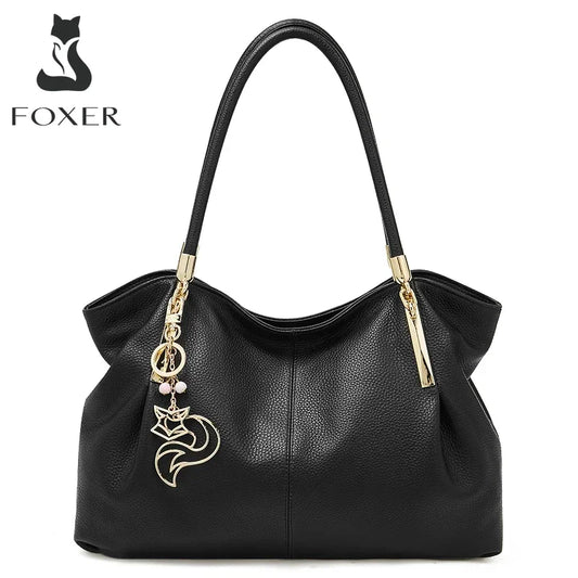 FOXER Brand Women Genuine Cow Leather Shoulder Bag