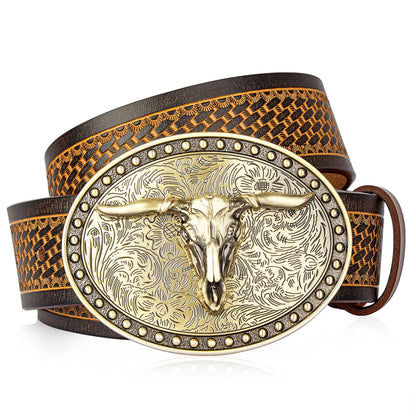 Genuine Leather Belt Body for Men Without Buckle, Western Cowboy W718142G