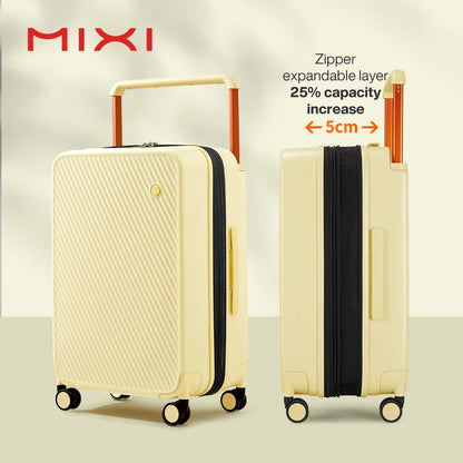 MIXI Expandable Carry On Luggage Lightweight Large Capacity 20" 24" Lark yellow