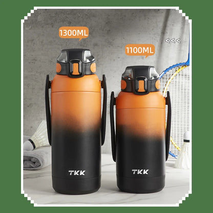 TKK 1100/1300ml SUS-316 Large Capacity Stainless Steel Thermos Orange Black