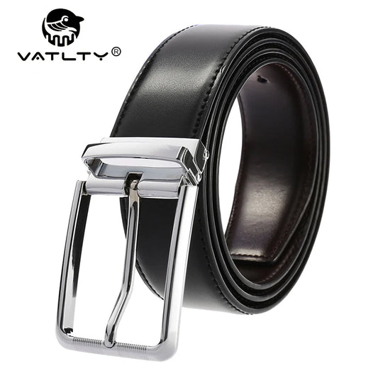 VATLTY New Men's Belt Hard Metal Buckle Leather Belt