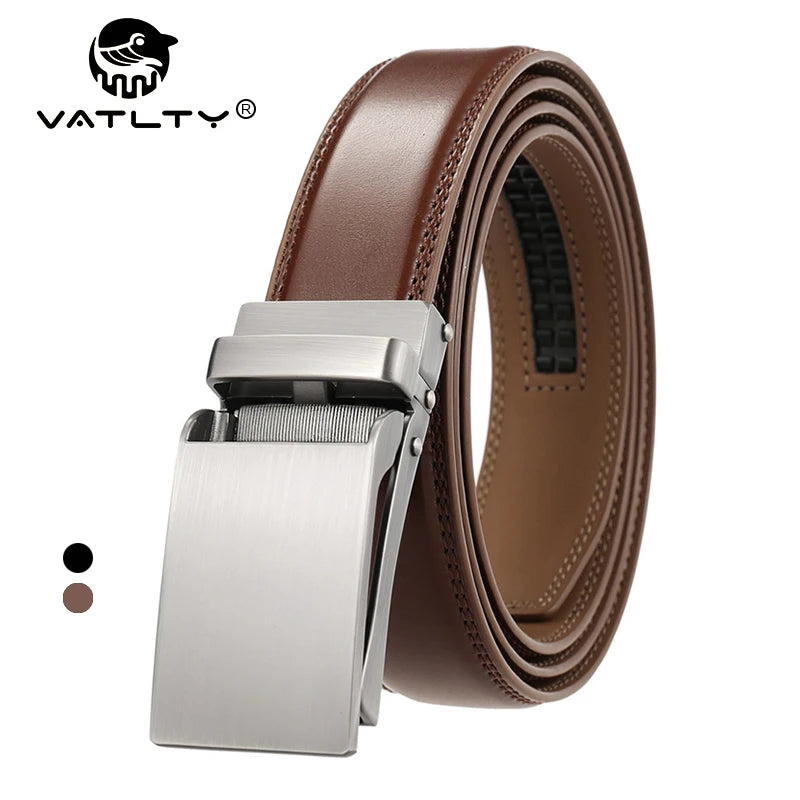 VATLTY Leather Cowhide Belt for Men Alloy Automatic Buckle