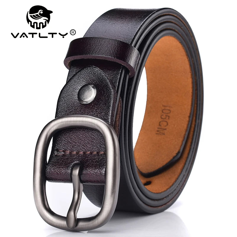 VATLTY 95cm-115cm Women's Leather Belt 2.8cm Natural Cowhide