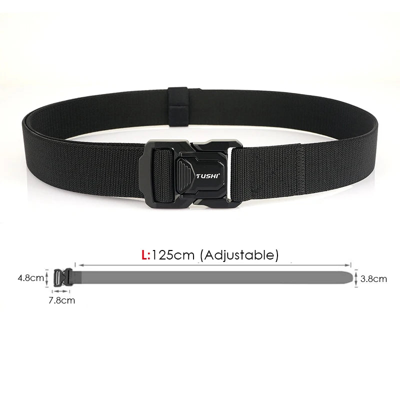 VATLTY Elastic Belt for Men/Unisex Aluminum Alloy Hiking Military Tactical Belt