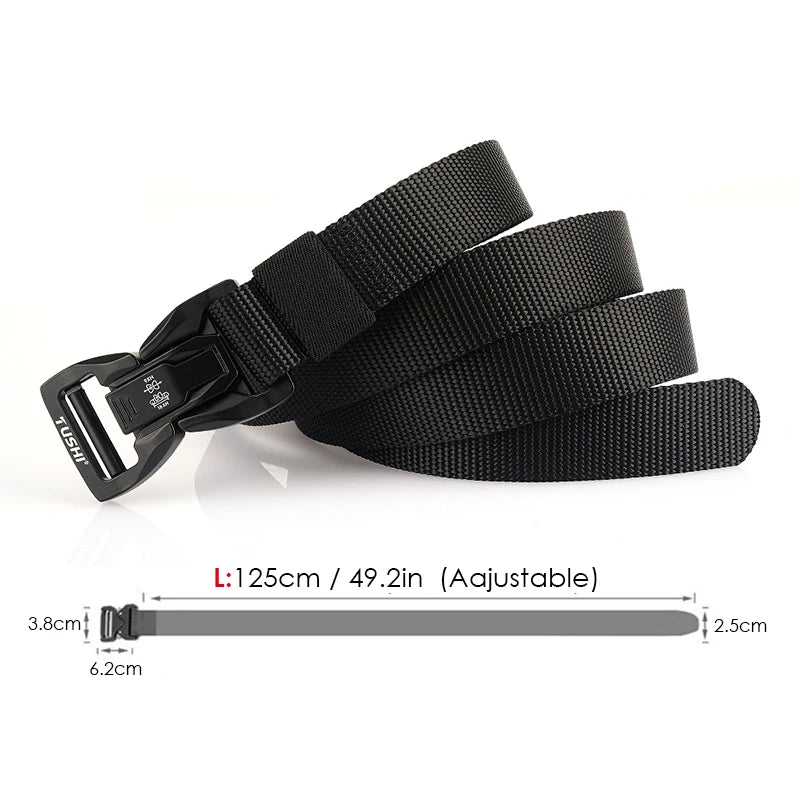 VATLTY 2.5cm Thin Tactical Belt Soft Real Nylon QR Metal Buckle