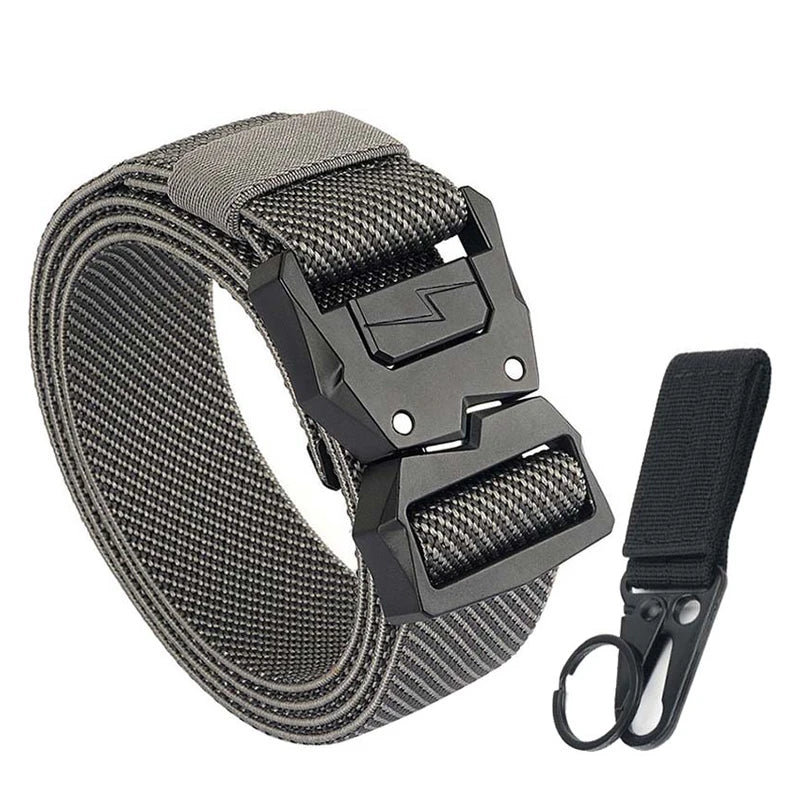 VATLTY 110cm-140cm Men's Elastic Belt Quick Release Alloy Buckle Twill gray set