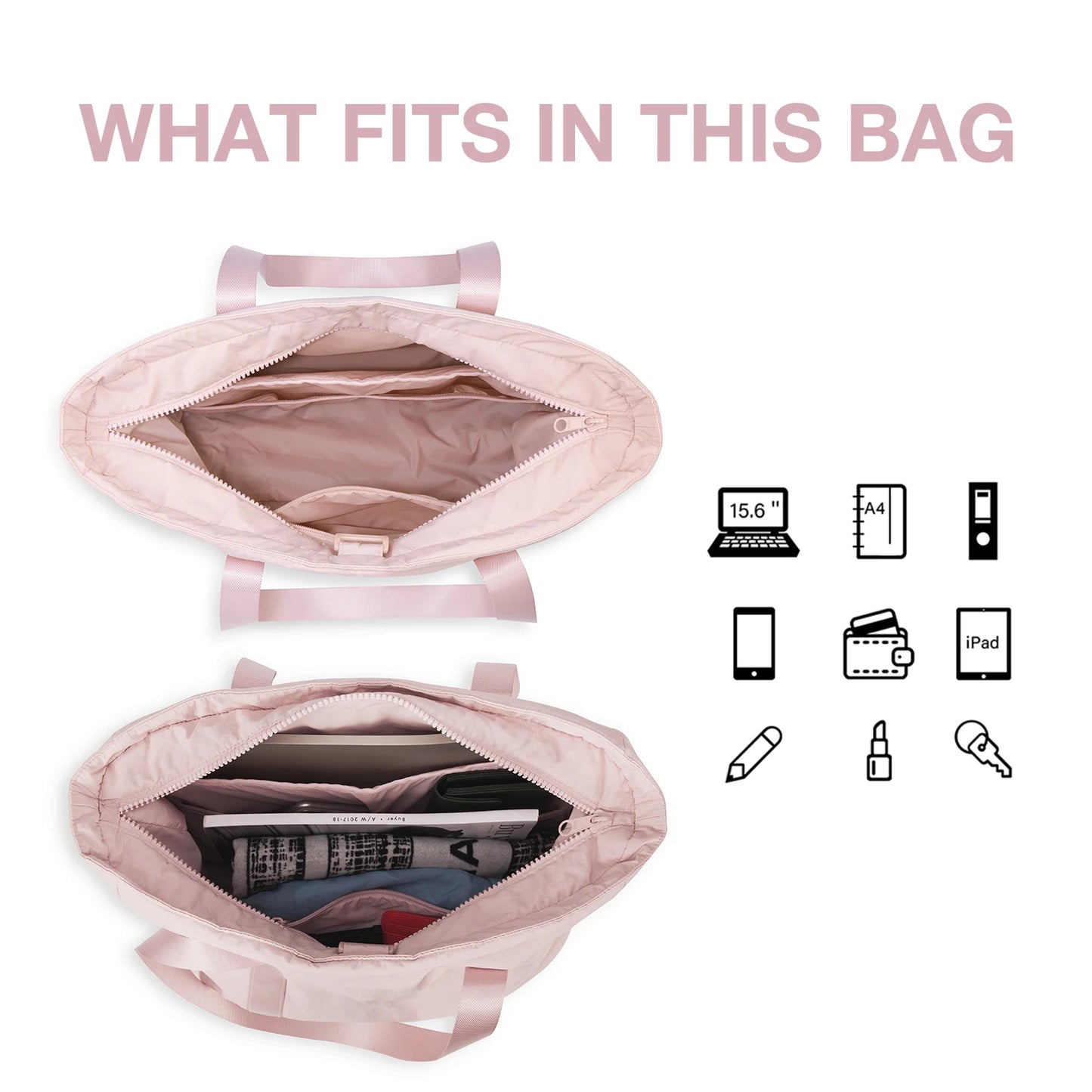 Tote Bag BAGSMART Gym Bag Women's 15.6in Laptop Yoga Bag with Yoga Mat Buckle