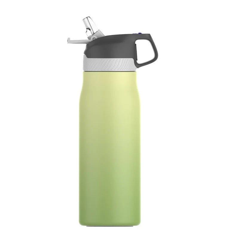 FEIJIAN Insulated Water Bottle with Straw Lid Double Wall Thermos Stainless Steel Green Gradient 710ml 550-710ml