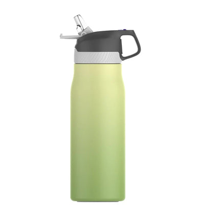 FEIJIAN Insulated Water Bottle with Straw Lid Double Wall Thermos Stainless Steel Green Gradient 710ml 550-710ml