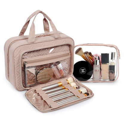 BAGSMART Women's Travel Cosmetic Bag for Makeup regular style Pink