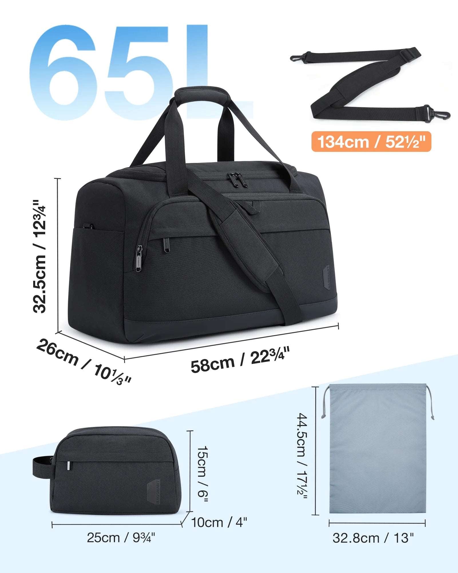 BAGSMART 2 Pcs Men's Tote Bag Large Capacity, Shoulder Duffle Bag