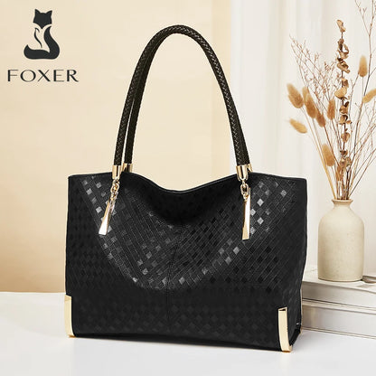 FOXER Brand Genuine Leather Handbag Women Original Cowhide
