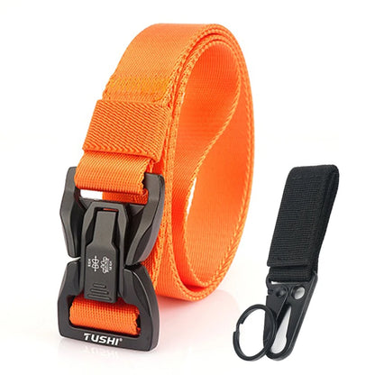 VATLTY New 2.5cm Techwear Hip Hop Nylon Belt Alloy Quick Release Buckle Orange set 125cm