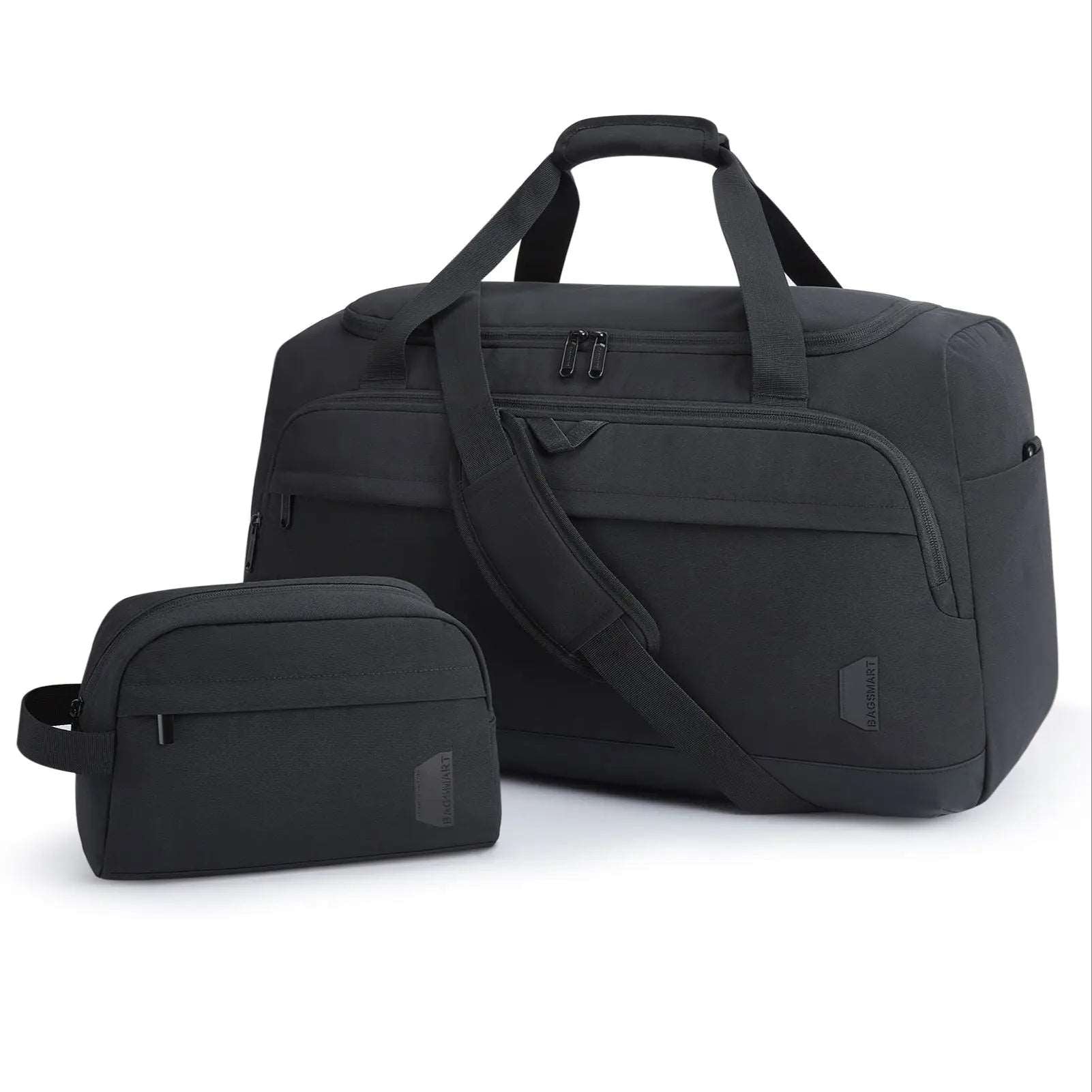 BAGSMART 2 Pcs Men's Tote Bag Large Capacity, Shoulder Duffle Bag Black