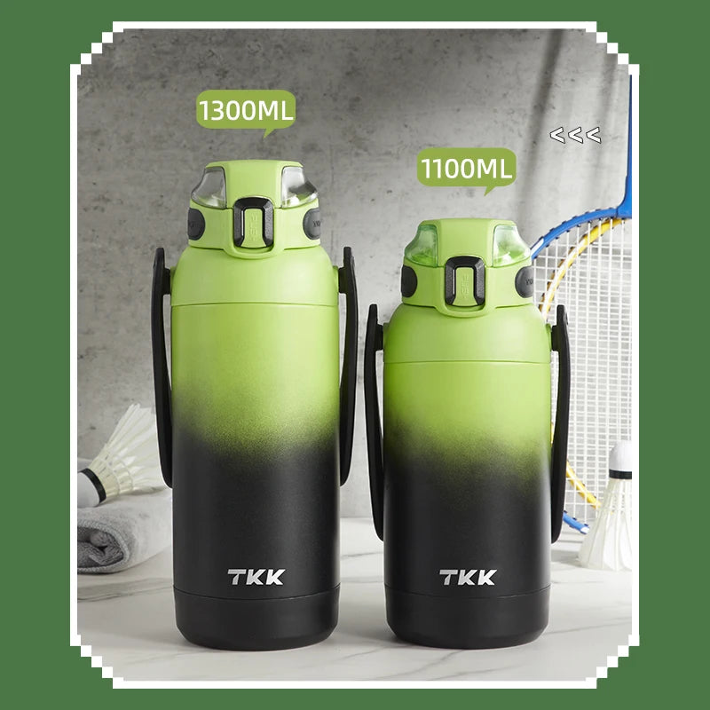 TKK 1100/1300ml SUS-316 Large Capacity Stainless Steel Thermos Green Black