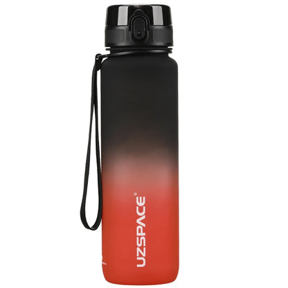 UZSPACE 1000ml Sport Water Bottle With Time Marker BPA Free black and red 901-1000ml