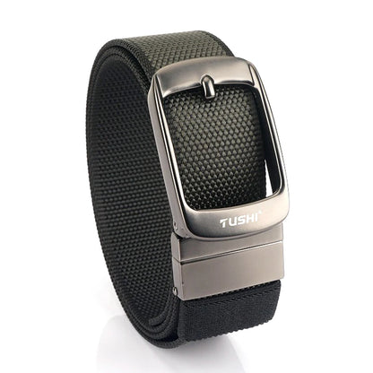 Reversible Belt Alloy Automatic Buckle Real Nylon 34mm Two Color Girdle Gray Black 120cm