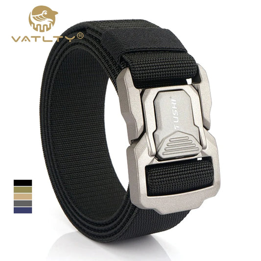 VATLTY Elastic Belt for Men/Unisex Aluminum Alloy Hiking Military Tactical Belt