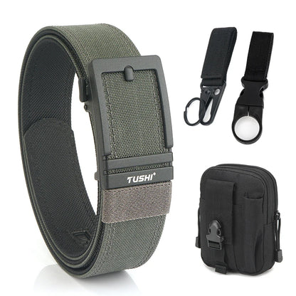 VATLTY New Men's Military Tactical Outdoor Casual Belt Automatic Gray set C 120cm
