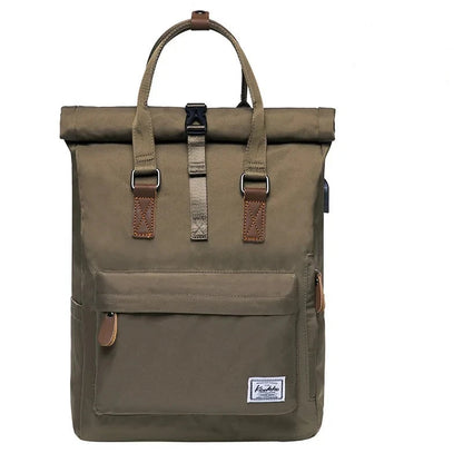 Simple Men Backapck Vintage Canvas Backpack army green